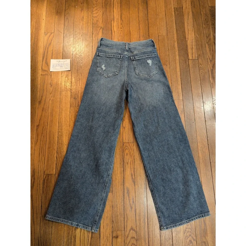 SONOMA SO Goods for Life Super High Rise Wide Leg Distressed Jeans Med Wash 3/26 - Picture 2 of 3